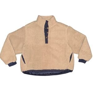 American Eagle Sherpa Quarter Button Up Pullover